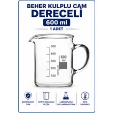 Labolist Beher Kulplu Cam 600 ml - Kısa Form Isıya Dayanıklı Beaker