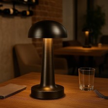 Neva Home Lizbon Siyah Şarjlı Dokunmatik Mantar Cata Masa Lambası - 3 Renk Modlu (6400K-3200K-1600K Amber) Kablosuz Portatif Gece Lambası, 1200MAH Batarya, USB Şarj Edilebilir