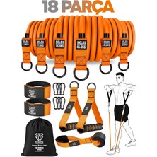 Neva Home 145 kg Direnç Bandı Seti 18 Parça Çantalı Pilates Aerobik Egzersiz Barfiks Spor Lastiği Bant TDB18