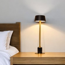 Neva Home Meragold Masa Lambası, 3000K Günışığı, Şarj Edilebilir, Taşınabilir, 3 Kademe Dokunmatik Parlaklık Ayarı, Alüminyum Gövde, Mermer Görünüm, Restoran, Yemek Masası, Yatak Başı ve Çalışma Masası Için