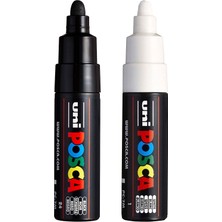 Neva Home Uni Pc-7m Marker Sanat Kalemi - Büyük Mermi Ucu - 4,5-5,5 mm Uç - [2'li Paket] - Siyah ve Beyaz