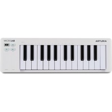 Neva Home Microlab Mk3 - Kompakt 25 Tuşlu Hıza Duyarlı Mıdı Denetleyici, Iki Dokunmatik Şerit, Akorlar Modu, Devam Pedalı Girişi, Beyaz
