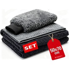 Neva Home Mikrofiber Oto Yıkama Temizleme Seti | Araç Kurulama Havlusu + Otomobil Cam Bezi + Araba Yıkama Eldiveni Paketi, Profesyonel Araç Bakım Seti (3'lü Set)