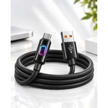 Giyitec 45W USB To Type-C Kablo Rgb Işıklı 5A 1 Metre Hızlı Şarj Yumuşak Silikon Samsung Xiaomi Redmi Oppo Honor Uyumlu