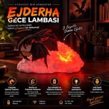 VizyonumVar Concept 3 Boyutlu Duman Efektli Ejderha Gece Lambası USB Dahili Aydınlatmalı - Bambu ve Polyester Şarj Edilebilir Kablosuz Lamba