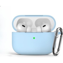 Neva Home Soft Yumuşak Lansman Esnek Silikon Airpods Pro 3 ile Uyumlu Içi Kadife Kulaklık Kılıfı ve Karabina Anahtarlık (Bebe Mavisi, Airpods Pro 3)