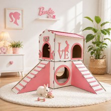 Seventeen Design Büyük Tavşan Evi, Pembe Beyaz, Büyük Tavşan Yatağı, Iki Katlı Tavşan Evi, Büyük Tavşan Yuvası