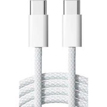 Schitec 6A 66W Apple Iphone 15 Uyumlu Type-C To Type-C Örgülü Hızlı Data ve Şarj Kablosu Beyaz