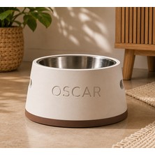 Gisk Design Isimli Kedi & Köpek Mama ve Su Kabı No.4 Büyük Boy (16CM Çelik Kase)
