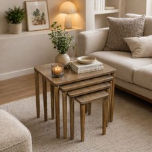 Adanur Design Modern Ahşap Zigon Sehpa 4 Lü Ceviz Renk Mdf Zigon Orta Sehpa