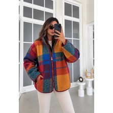 Fiori Patchwork Fermuarlı Peluş Polar Ceket