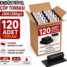 Liva Ambalaj Endüstriyel Jumbo Boy Çöp Torbası 80X110 cm (12 Rulo - 120 Adet) Sızdırmaz Kalın Çöp Poşeti 300GR