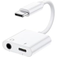 Store Type-C To 3.5 mm Jack Kulaklık ve Şarj Dönüştürücü Aynı Anda Kulaklıktan Müzik Dinleyin ve De Şarj Edin Çift Çıkışlı Adaptör Yüksek Hızlı Şarj ve Ses Aktarımı