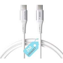 Kahveci Elektronik Store Type C-C, 2metre, 100WATT Pd Hızlı Şarj Kablosu, Wahoo (1AD x 2metre Beyaz)