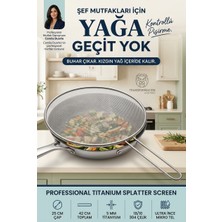 Transformacion Endüstriyel 25 cm Tava Yağ Sıçratmaz Kapak Titanyum 5 mm Çerçeveli Profesyonel Şef Tipi 18/10 304 Paslanmaz Çelik 723687