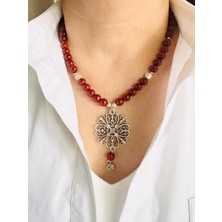 Devi Fashion Akik Doğaltaş (8 Mm) Antik Kolye 43 cm