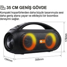 Kahveci Elektronik Store DS152 35 cm Büyük Boy Boombox Bluetooth Hoparlör 36W, Çift 3” Subwoofer, Rgb Aydınlatma, Ipx5 Suya Dayanıklı, Tws Stereo, Powerbank Özellikli