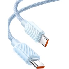 Store CA-3671 Crystal Serisi Type-C Type-C 100W Pd Hızlı Şarj ve Örgü Kablo Mavi 1.2m