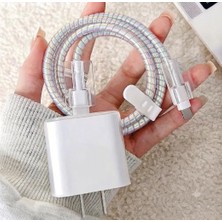Store (Şarj Koruyucu Set) 18/20W Usb-C Güç Adaptörü iPhone ile Uyumlu Silikon Koruyucu Kılıf Seti + Evrensel Şarj Kablosu Koruyucu Seti, Darbe ve Kırılma Önleyici