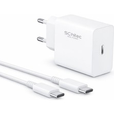 Schitec 45W Süper Hızlı Şarj Aleti Type-C To Type-C 1metre Kablolu Beyaz