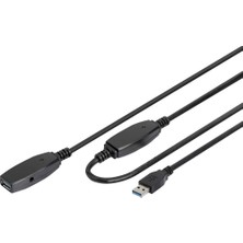 Kahveci Elektronik Store Aktif USB 3.0 Uzatma Kablosu - 10 M - 5 Gbps Aktarım Hızı - Tak ve Çalıştır - Hotswap - LED Fonksiyon Göstergesi - Siyah
