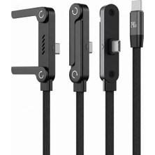 Kahveci Elektronik Store Type-C To Type-C Katlanabilir Standlı Hızlı Şarj Data Kablosu Iphone Android Uyumlu 1m Siyah