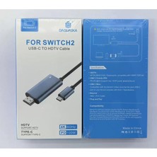Kahveci Elektronik Store CR36 Switch 2 Için Görüntü Aktarıcı Adaptör Çevirici Type-C 3.1'den HDMI Hdtv 4K 60Hz Pd 100W Şarj 2 Metre Kablo Thunderbolt 3 Uyumlu