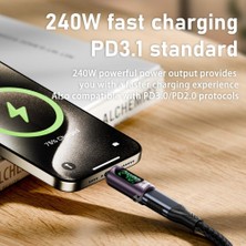 Kahveci Elektronik Store 240W Dijital Göstergeli Type-C To Type-C 80GBPS 8K@60Hz ve Hızlı Şarj Mini Otgza
