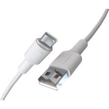 Kahveci Elektronik Store Coral USB A-C Hızlı Şarj Kablosu (Beyaz + Beyaz Uç) (120 Cm)