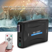 Kahveci Elektronik Store VGA To Scart Dönüştürücü Scaler Kutusu, Pc/laptop VGA Görüntüyü Scart Girişli Tv’ye Aktarma, 3.5mm Ses Girişi, 5V USB Güç Besleme, Ir Kumandalı | ZR1123