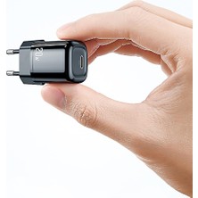 Kahveci Elektronik Store CH-8291 20W Mini Pd Type-C Girişli Şarj Adaptörü, Siyah