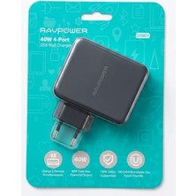Store Ravpower 4 Portlu 40W LED Aydınlatmalı Şarj Cihazı (Siyah)