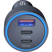 Store Hepu HP-780 105 Watt Araç Içi Şarj Cihazı 3.1A Pd 45 Watt Fast Hızlı Şarj Aleti Metal Çakmaklık Şarj Type C 3-Port Işıklı