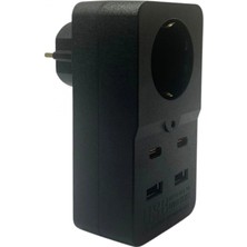 Pileli Store Isıya Dayanıklı Termal Akım Korumalı 1 Priz Girişli 2 USB Girişli 2 Type-C Girişli Pirz