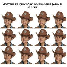 Ceylan Adam Mey Ithalat® Kovboy Şerif Şapkası Kahve 12 Adet - Kostüm, Parti ve Gösteri Şapkası