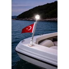 İroncaravan Tekne Bayrak Direği – LED Aydınlatmalı - Tekne ve Botlar Için, 40 cm Uzunluk (Paslanmaz)