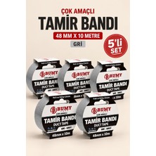 Bumy 5 Adet Gri Tamir Bandı Set 48 mm x 10 Metre Çok Amaçlı Duct Tape Bant Güçlü Yapışkanlı Bantları