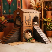 Seventeen Design Küçük Tavşan Evi, Kahverengi Siyah, Küçük Tavşan Yatağı, Iki Katlı Tavşan Evi, Küçük Tavşan Yuvası