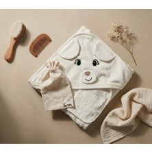İloya Naturel Iloya Naturel %100 Pamuk Bebek Havlu Bornoz ve Tarak Seti - Ayıcıklı -Kişiselleştirilebilir Set