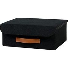 Mythriva Siyah Renkli Jüt Kapaklı Çekmece Içi Kutu, 30 x 23 x 11 cm Ölçülerde