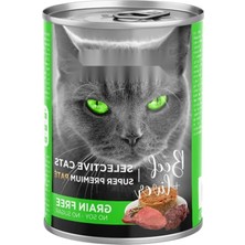 Mythriva Seçici Kediler Için Tahılsız Sığır Etli ve Ciğerli Yaş Mama (400G x 12 Adet)