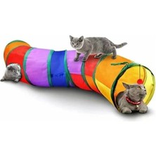 Mythriva 130 cm Gökkuşağı Desenli S Şeklinde Kedi Tüneli