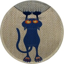 Mythriva Yuvarlak 36X36 cm Desenli Çift Taraflı Kedi Tırmalama Paspası