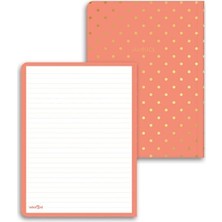 Mythriva Puantiyeli Mini Defter - Çizgili, Mercan Renk, 14X20 cm