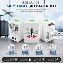 Mythriva 2 Adet Seyahat Adaptörü, 150 Ülkeye Uygun, USB Girişli Çok Amaçlı Priz Dönüştürücü, Akım Korumalı.