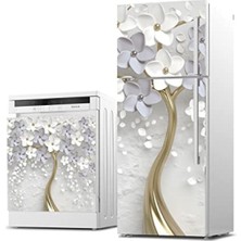 Mythriva Beyaz Eşya Sticker Kaplama - 3D Ahşap Görünümlü