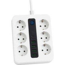 Mythriva Akıllı Çoklu Priz, 6 Priz + 4 USB Çıkışı