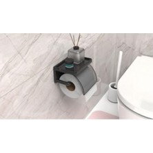 Mythriva Yapışkanlı Kapaklı Tuvalet Kağıdı Askısı, Plastik Organizer, Siyah