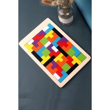 Mythriva Eğitici Ahşap Tetris Yapboz Oyunu, Eğlenceli Zihin Egzersizi