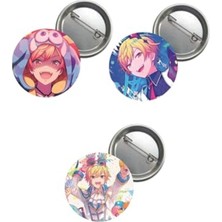 Mythriva Hatsune Miku Buton Rozet Seti, 3 Adet 37MM Anime Temalı